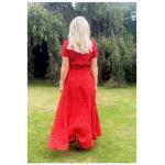 Red Ditsy Print Button-Through Maxi Dress
