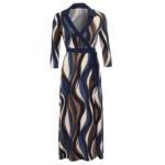 Navy Blue and Mocha Tie Waist Midi Dress
