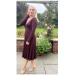 Chocolate Brown Pleated V Neck Jumper Dress