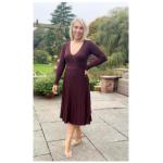 Chocolate Brown Pleated V Neck Jumper Dress