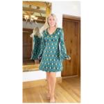 Green Retro Print Tunic Top or Mini Dress