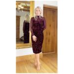 Wine Velvet Sequin and Mesh Midi Dress