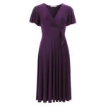 Purple Fit and Flare Flutter Sleeve Dress