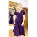 Purple Fit and Flare Flutter Sleeve Dress