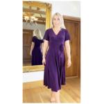 Purple Fit and Flare Flutter Sleeve Dress
