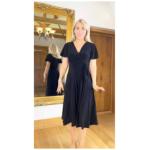 Black Fit and Flare Flutter Sleeve Dress