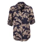 Navy Blue Embroidered Long Sleeve Shirt