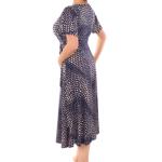 Navy Blue and Ivory Fit & Flare Flutter Sleeve Dress