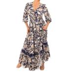 Boho Navy and White Floral Button Up Maxi Dress