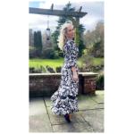 Boho Navy and White Floral Button Up Maxi Dress