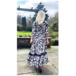 Boho Navy and White Floral Button Up Maxi Dress
