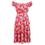 Red Print off the Shoulder Fit & Flare Dress