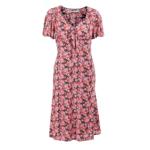 Pink Floral Print Flutter Sleeve Dress