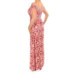 Red Paisley Print off the Shoulder Maxi Dress