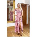 Red Paisley Print off the Shoulder Maxi Dress
