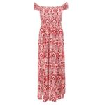 Red Paisley Print off the Shoulder Maxi Dress