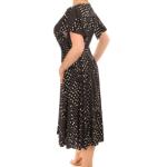 Black Spot Button Detail Fit and Flare Dress