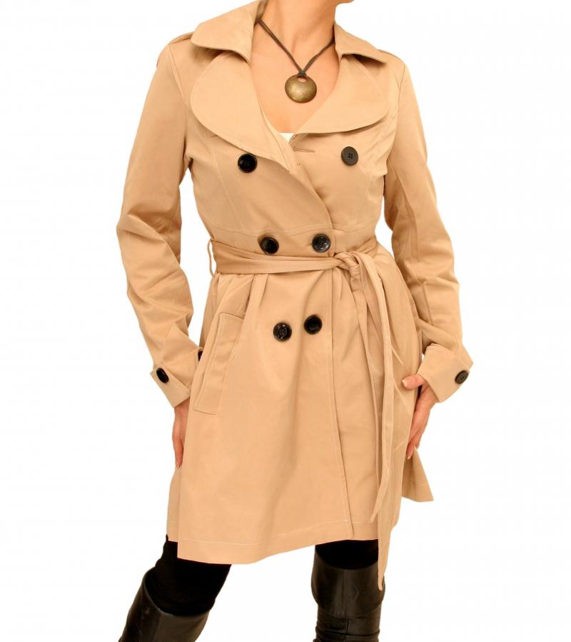 Beige Three Quarter Length Mac Coat