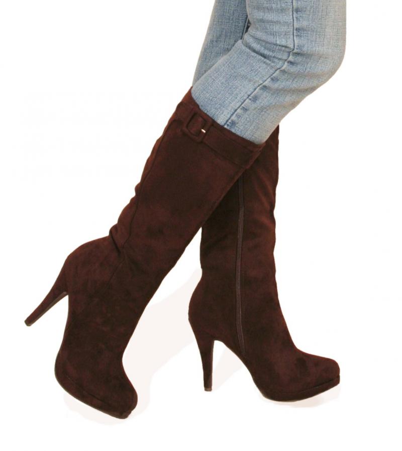 Brown Suede Effect Boots