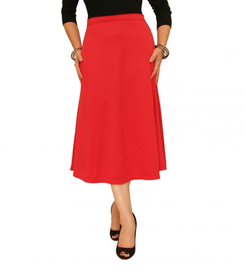 Red Ponte A Line Skirt