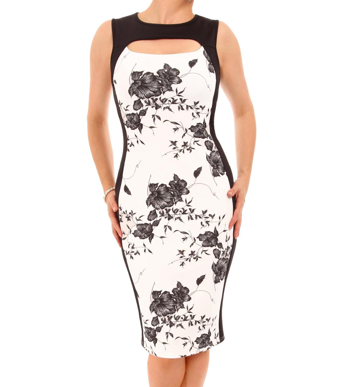 Ivory Floral Cut Out Keyhole Dress