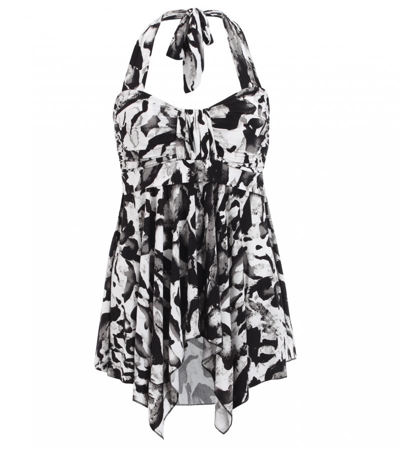 Black and White Print Halter Top