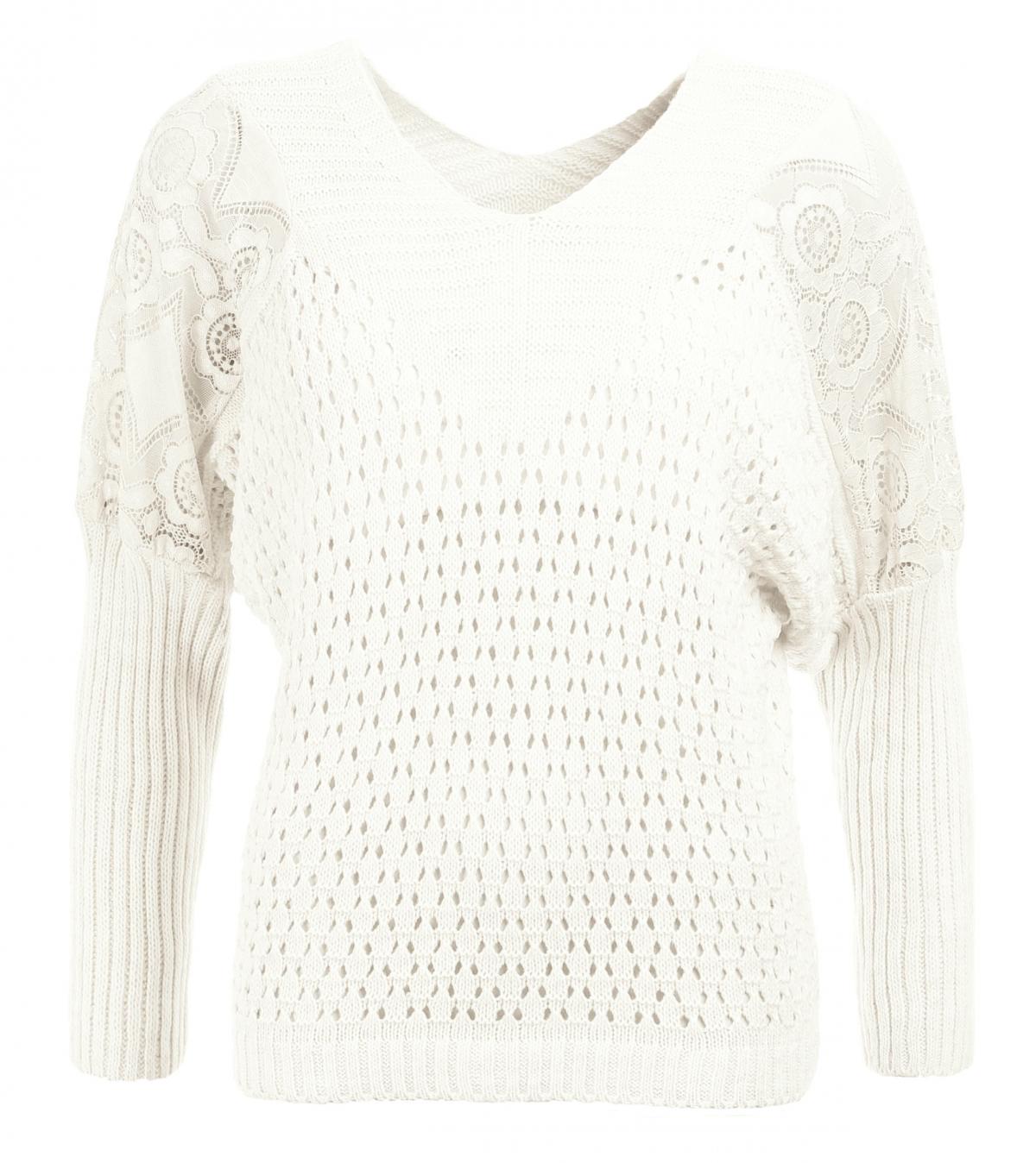 Ivory Lace Detail Batwing Jumper