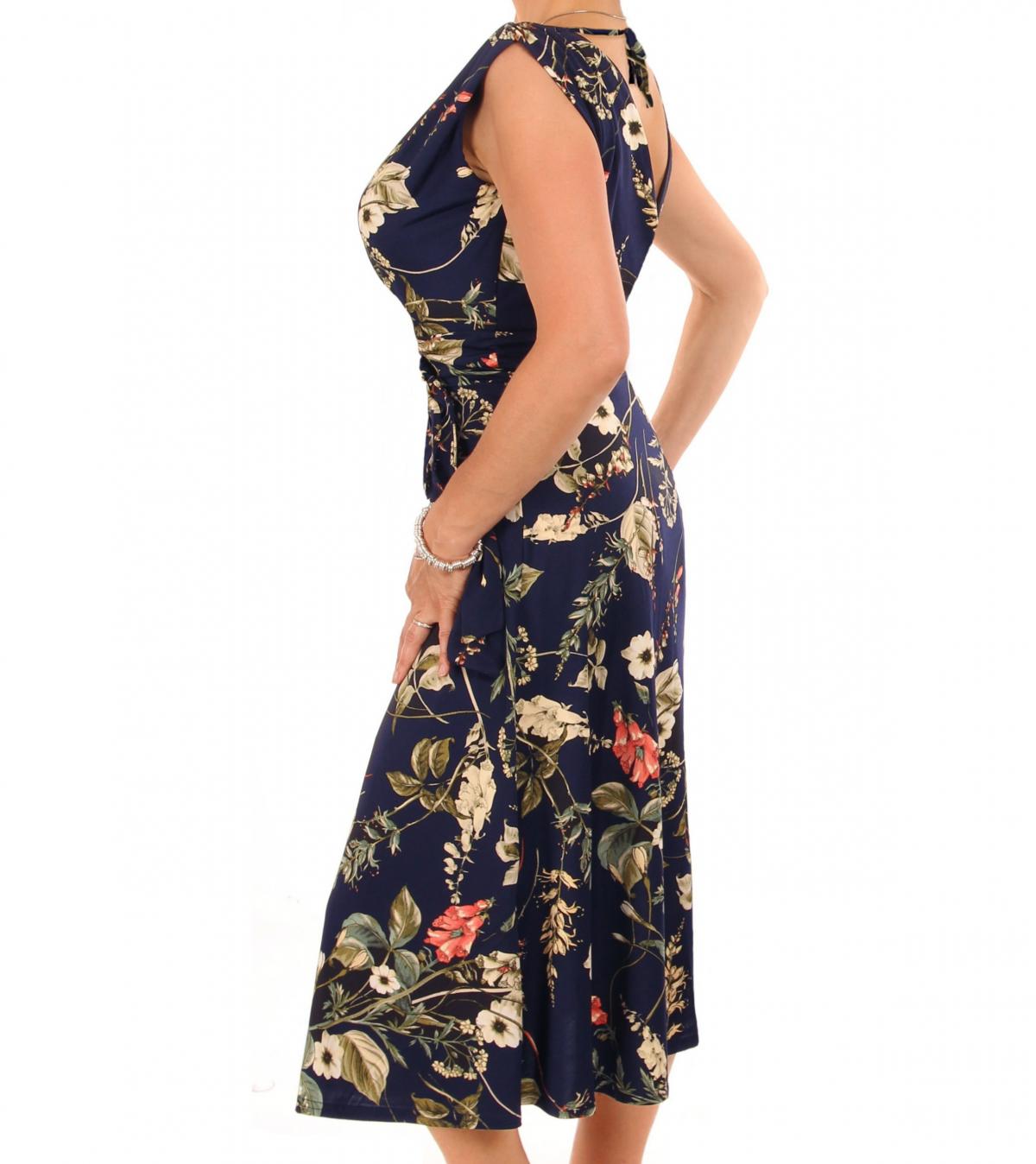 Blue V-Neck Fit & Flare Dress