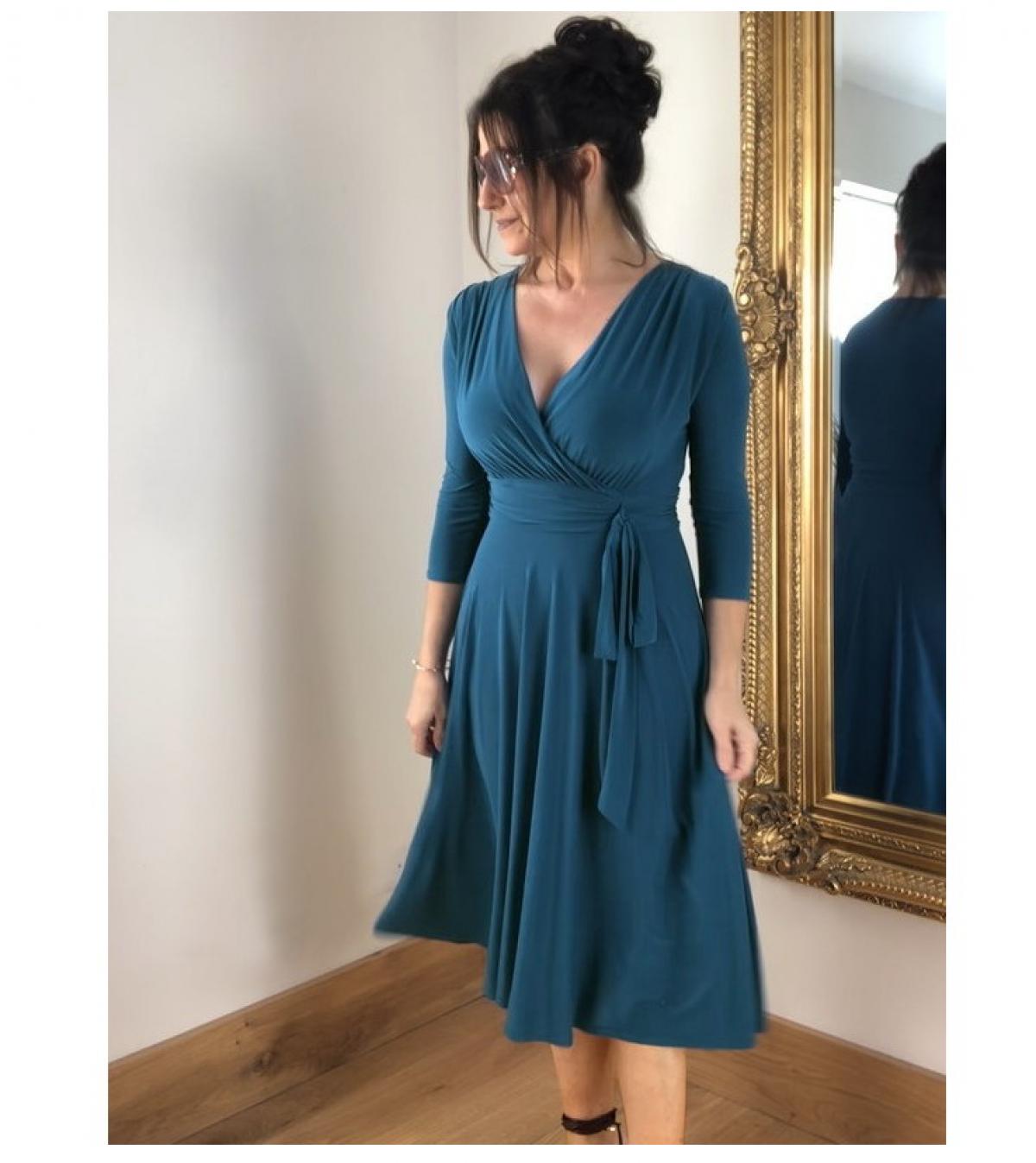 Dainty Teal Blue Flared Dress