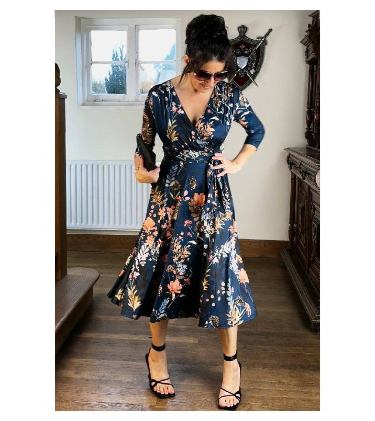 Teal Floral Flounce Dress Jade